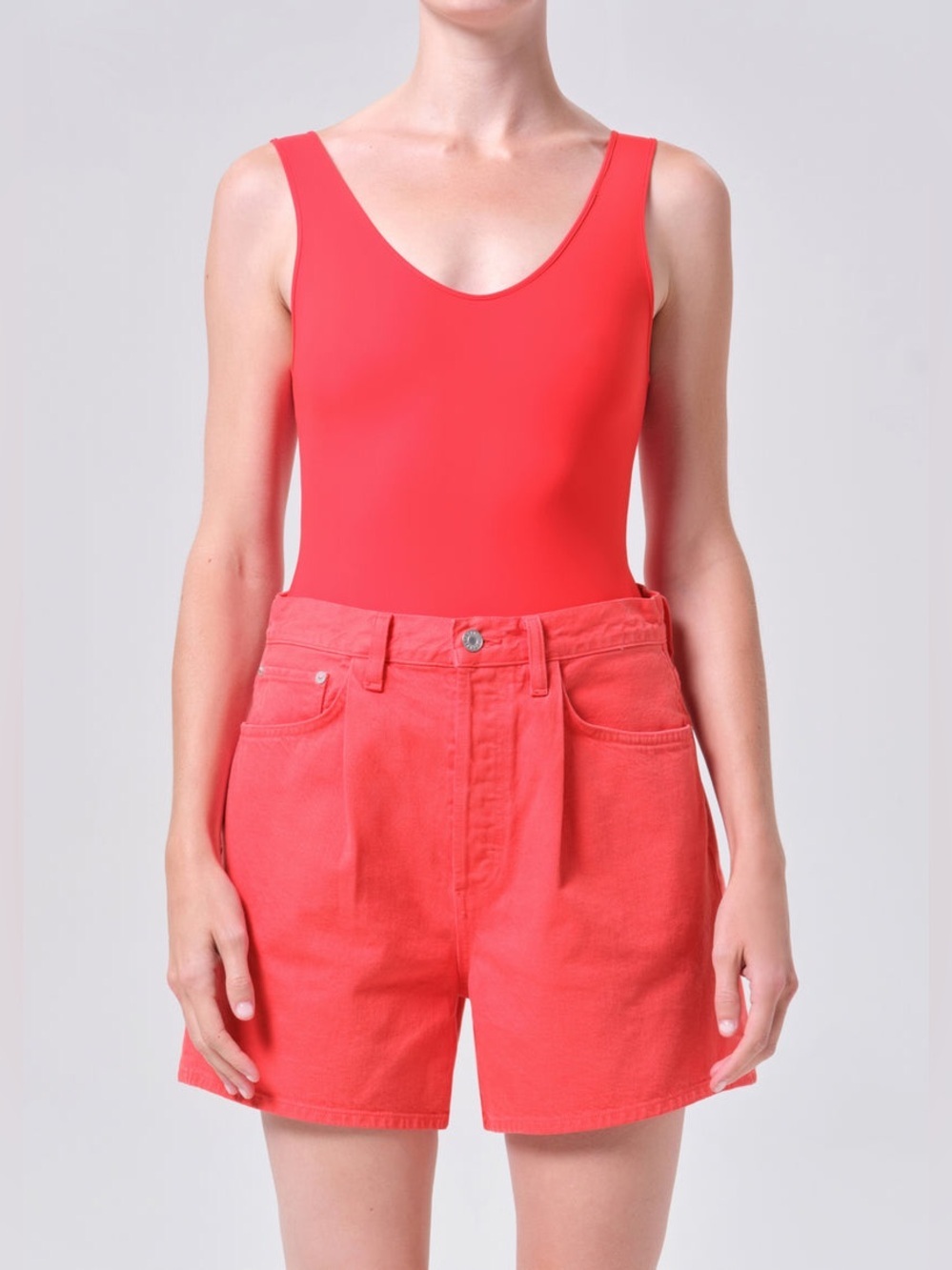 AGOLDE Tora Scoop Neck Bodysuit Vermilion Orange Size S NWOT
